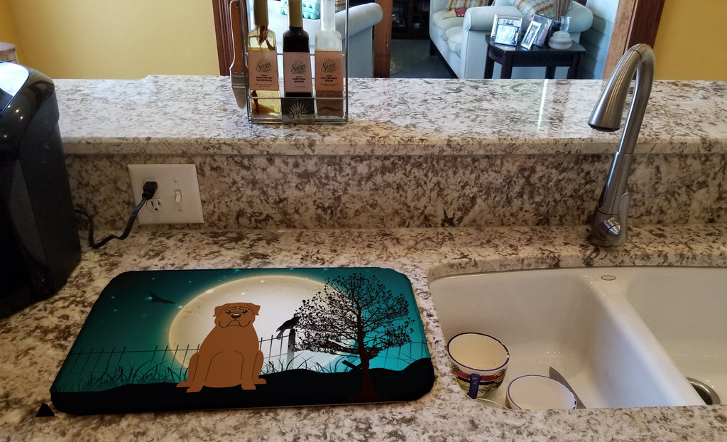 Halloween Scary Dogue de Bourdeaux Dish Drying Mat Absorbent Dish Drying Mat Pad for Kitchen Counter Dish Drainer Mat for Countertop, 14 x 21", Multicolor