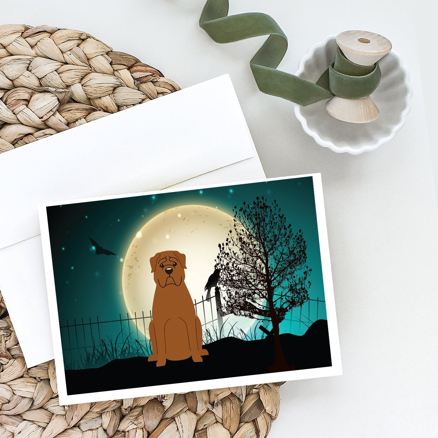 Halloween Scary Dogue de Bourdeaux Greeting Cards Pack of 8 Blank Cards with Envelopes Whimsical A7 Size 5x7