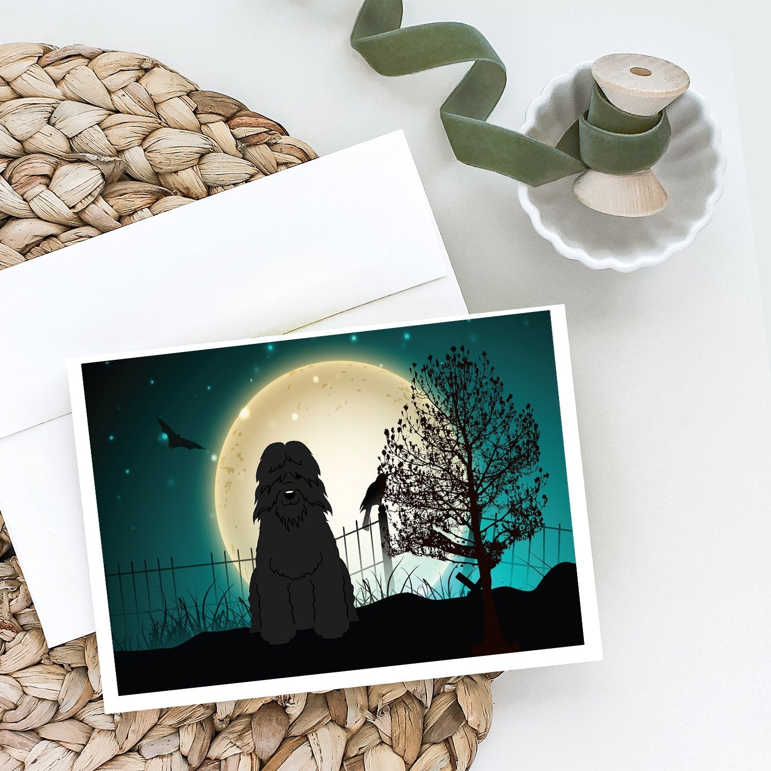 Halloween Scary Bouvier des Flandres Greeting Cards Pack of 8 Blank Cards with Envelopes Whimsical A7 Size 5x7