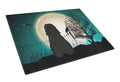 Halloween Scary Bouvier des Flandres Cutting Board Tempered Glass Kitchen Cutting Surface, Heat Resistant Chopping, Non-Slip Feet, Food Prep & Serving