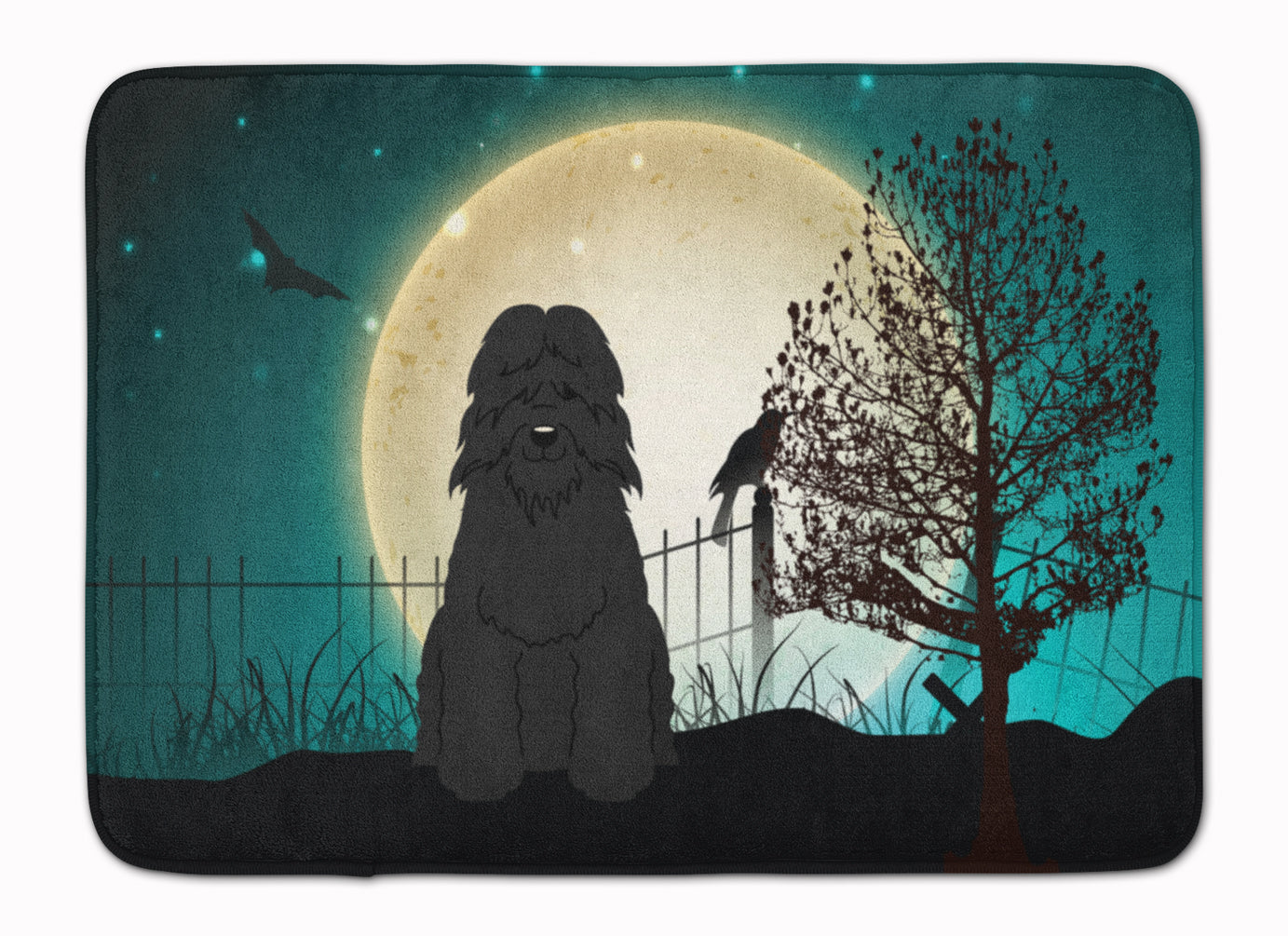 Halloween Scary Bouvier des Flandres Memory Foam Kitchen Mat Machine Washable Anti-Fatigue Cushion Comfort Bath or Kitchen Rug