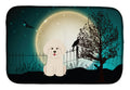 Halloween Scary Bichon Frise Dish Drying Mat Absorbent Dish Drying Mat Pad for Kitchen Counter Dish Drainer Mat for Countertop, 14 x 21", Multicolor