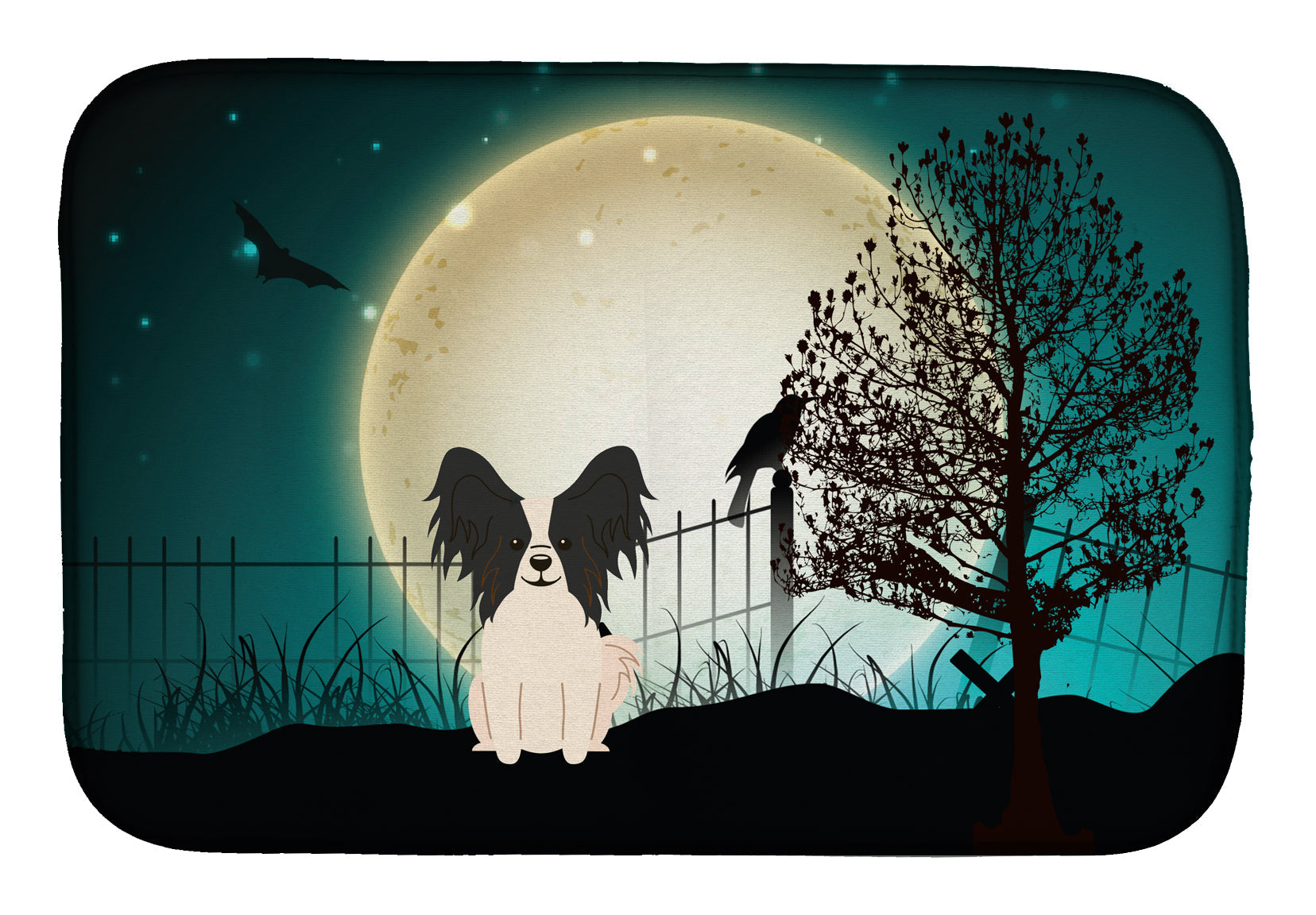 Halloween Scary Papillon Black White Dish Drying Mat Absorbent Dish Drying Mat Pad for Kitchen Counter Dish Drainer Mat for Countertop, 14 x 21", Multicolor