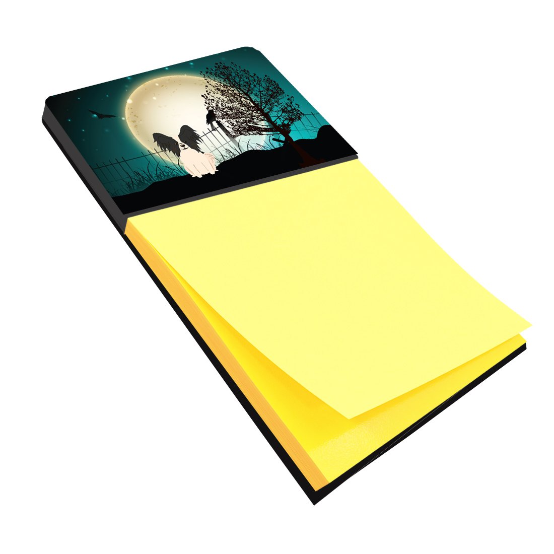 Halloween Scary Papillon Black White Watercolor Sticky Note Holder Refillable Dispenser Desk Accessory 3x3 Pad Gift