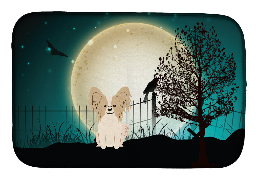 Halloween Scary Papillon Sable White Dish Drying Mat Absorbent Dish Drying Mat Pad for Kitchen Counter Dish Drainer Mat for Countertop, 14 x 21", Multicolor