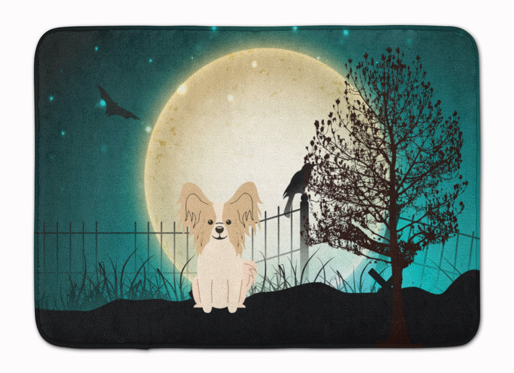 Halloween Scary Papillon Sable White Memory Foam Kitchen Mat Machine Washable Anti-Fatigue Cushion Comfort Bath or Kitchen Rug