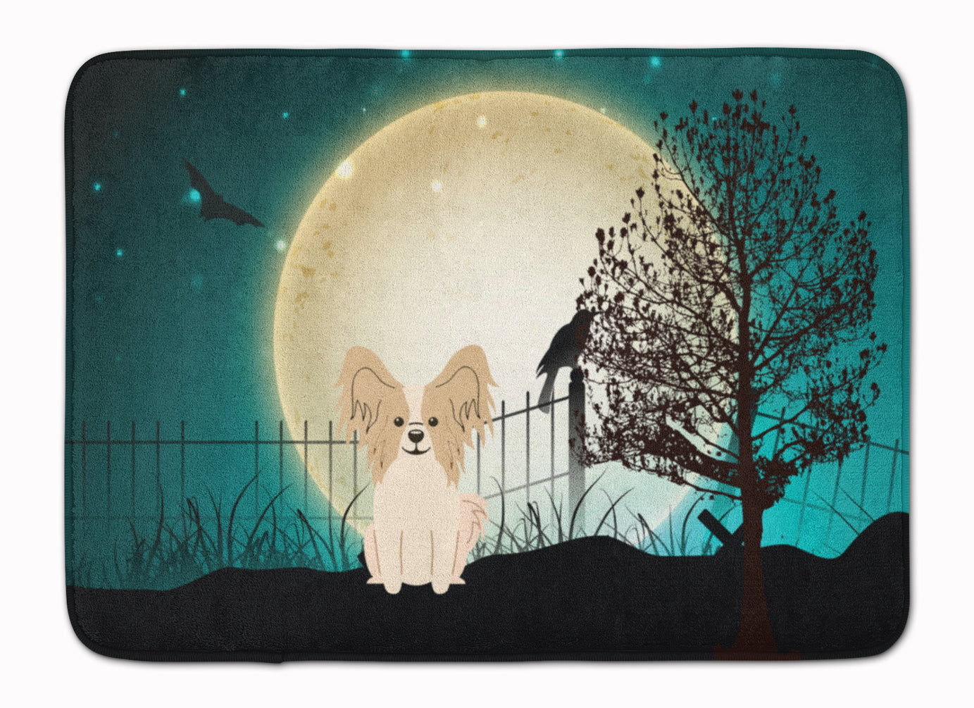 Halloween Scary Papillon Sable White Memory Foam Kitchen Mat Machine Washable Anti-Fatigue Cushion Comfort Bath or Kitchen Rug