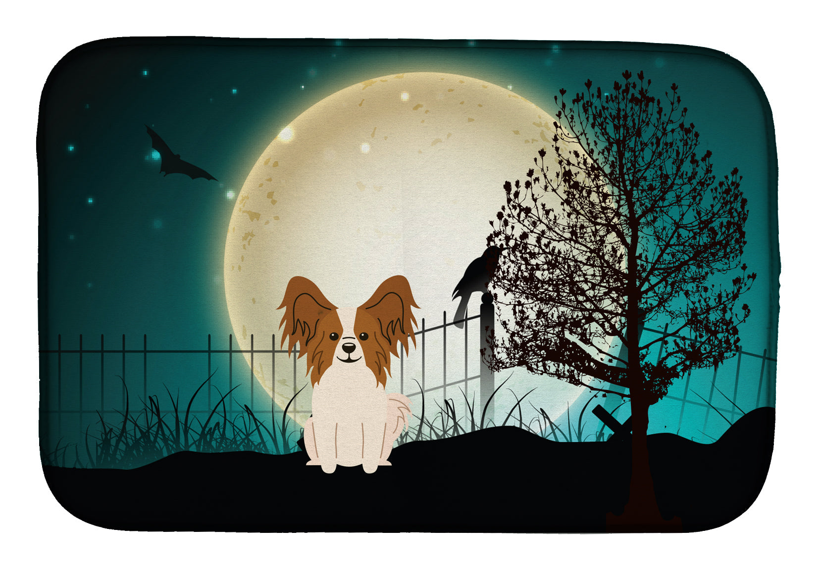 Halloween Scary Papillon Red White Dish Drying Mat Absorbent Dish Drying Mat Pad for Kitchen Counter Dish Drainer Mat for Countertop, 14 x 21", Multicolor