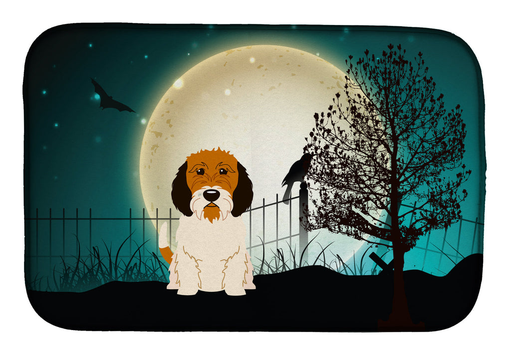 Halloween Scary Petit Basset Griffon Veenden Dish Drying Mat Absorbent Dish Drying Mat Pad for Kitchen Counter Dish Drainer Mat for Countertop, 14 x 21", Multicolor