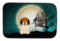 Halloween Scary Petit Basset Griffon Veenden Dish Drying Mat Absorbent Dish Drying Mat Pad for Kitchen Counter Dish Drainer Mat for Countertop, 14 x 21", Multicolor