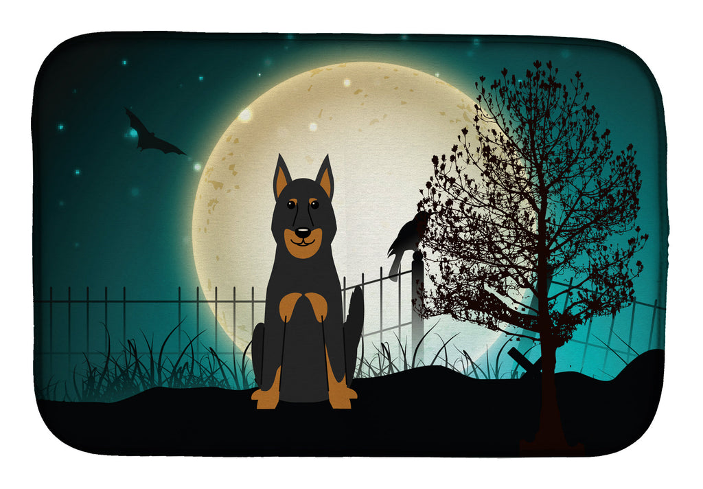 Halloween Scary Beauce Shepherd Dog Dish Drying Mat Absorbent Dish Drying Mat Pad for Kitchen Counter Dish Drainer Mat for Countertop, 14 x 21", Multicolor