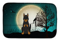 Halloween Scary Beauce Shepherd Dog Dish Drying Mat Absorbent Dish Drying Mat Pad for Kitchen Counter Dish Drainer Mat for Countertop, 14 x 21", Multicolor