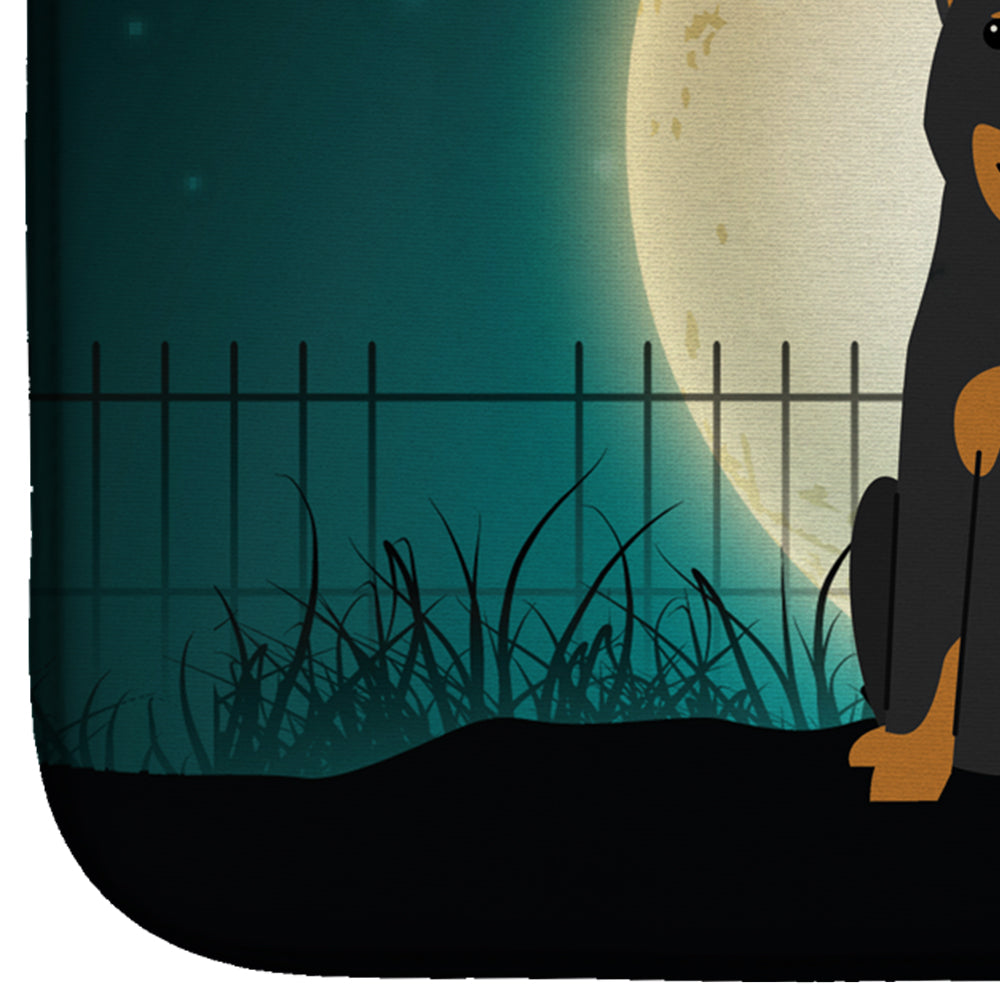 Halloween Scary Beauce Shepherd Dog Dish Drying Mat Absorbent Dish Drying Mat Pad for Kitchen Counter Dish Drainer Mat for Countertop, 14 x 21", Multicolor