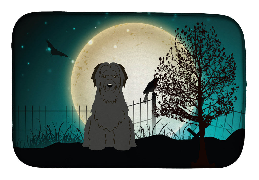 Halloween Scary Briard Black Dish Drying Mat Absorbent Dish Drying Mat Pad for Kitchen Counter Dish Drainer Mat for Countertop, 14 x 21", Multicolor