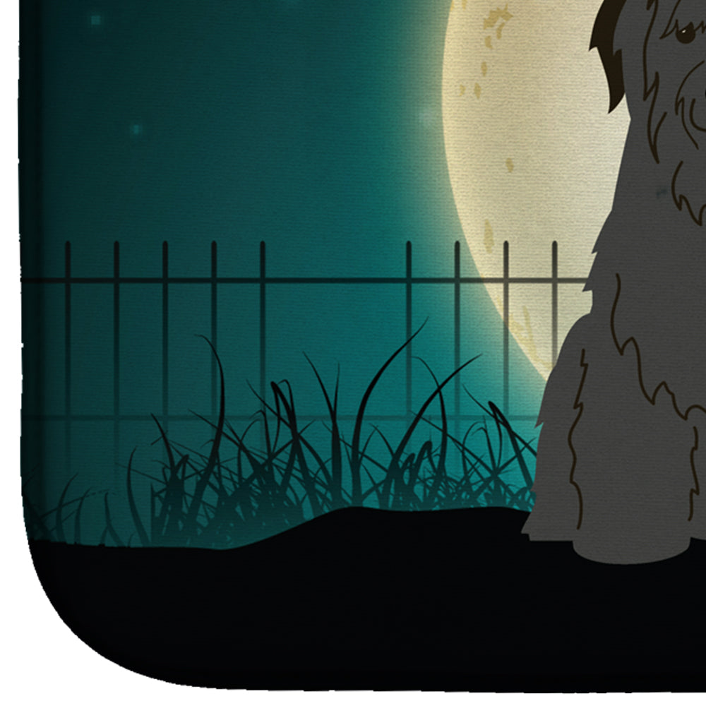 Halloween Scary Briard Black Dish Drying Mat Absorbent Dish Drying Mat Pad for Kitchen Counter Dish Drainer Mat for Countertop, 14 x 21", Multicolor