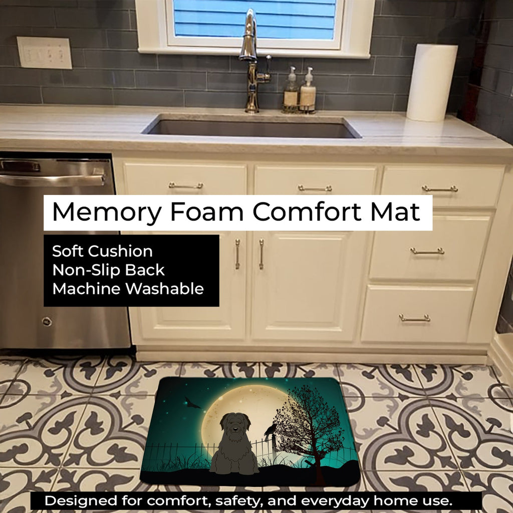 Halloween Scary Briard Black Memory Foam Kitchen Mat Machine Washable Anti-Fatigue Cushion Comfort Bath or Kitchen Rug