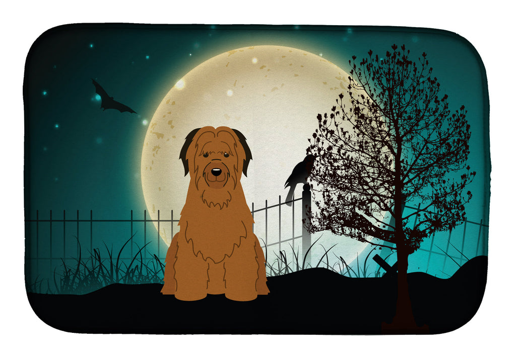 Halloween Scary Briard Brown Dish Drying Mat Absorbent Dish Drying Mat Pad for Kitchen Counter Dish Drainer Mat for Countertop, 14 x 21", Multicolor