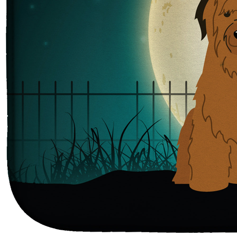 Halloween Scary Briard Brown Dish Drying Mat Absorbent Dish Drying Mat Pad for Kitchen Counter Dish Drainer Mat for Countertop, 14 x 21", Multicolor