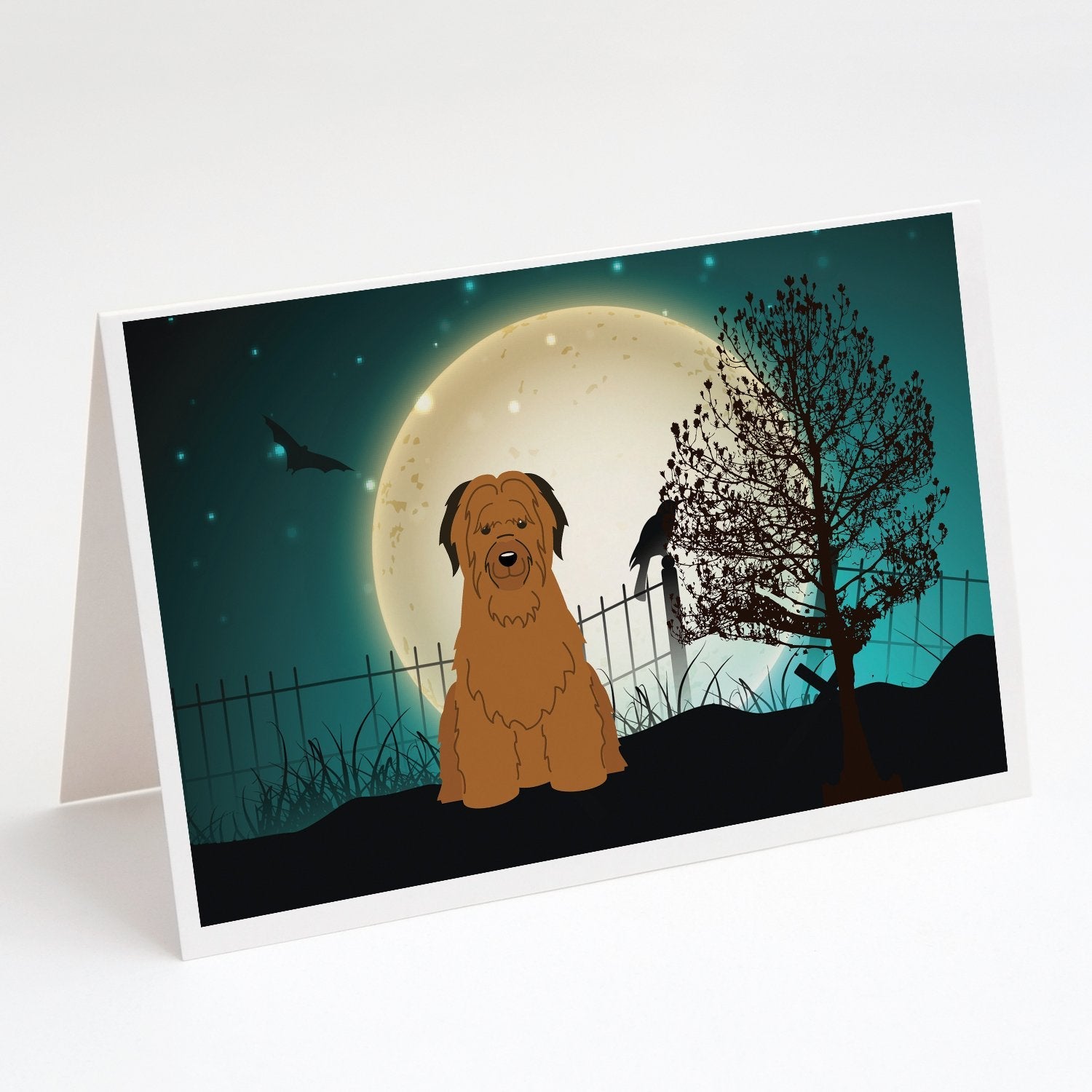 Halloween Scary Briard Brown Greeting Cards Pack of 8 Blank Cards with Envelopes Whimsical A7 Size 5x7