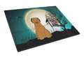 Halloween Scary Briard Brown Cutting Board Tempered Glass Kitchen Cutting Surface, Heat Resistant Chopping, Non-Slip Feet, Food Prep & Serving