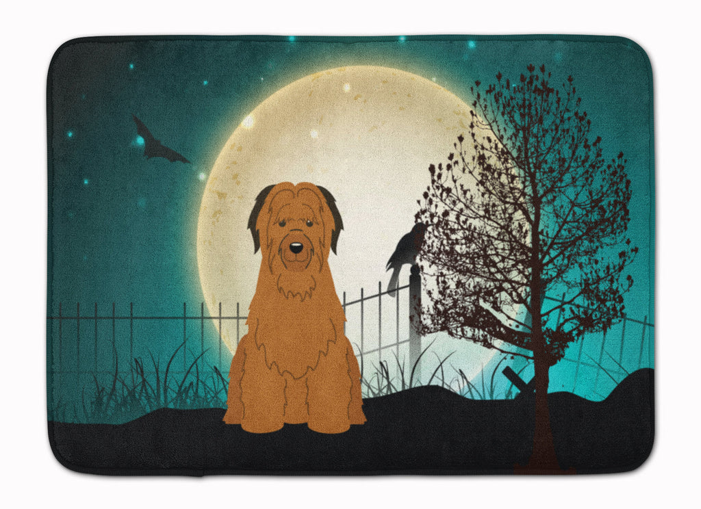 Halloween Scary Briard Brown Memory Foam Kitchen Mat Machine Washable Anti-Fatigue Cushion Comfort Bath or Kitchen Rug