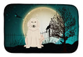 Halloween Scary Great Pyrenese Dish Drying Mat Absorbent Dish Drying Mat Pad for Kitchen Counter Dish Drainer Mat for Countertop, 14 x 21", Multicolor