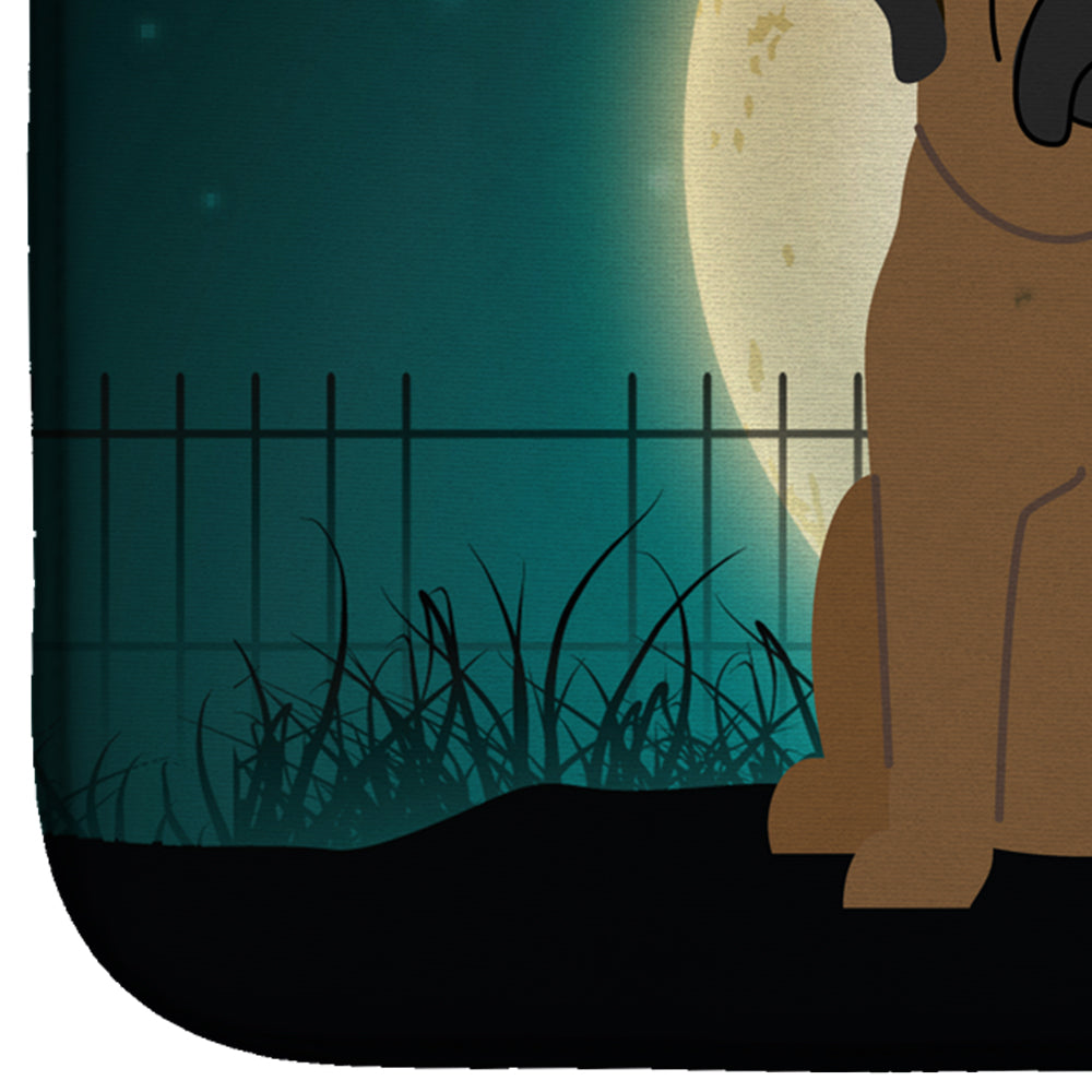 Halloween Scary Bullmastiff Dish Drying Mat Absorbent Dish Drying Mat Pad for Kitchen Counter Dish Drainer Mat for Countertop, 14 x 21", Multicolor