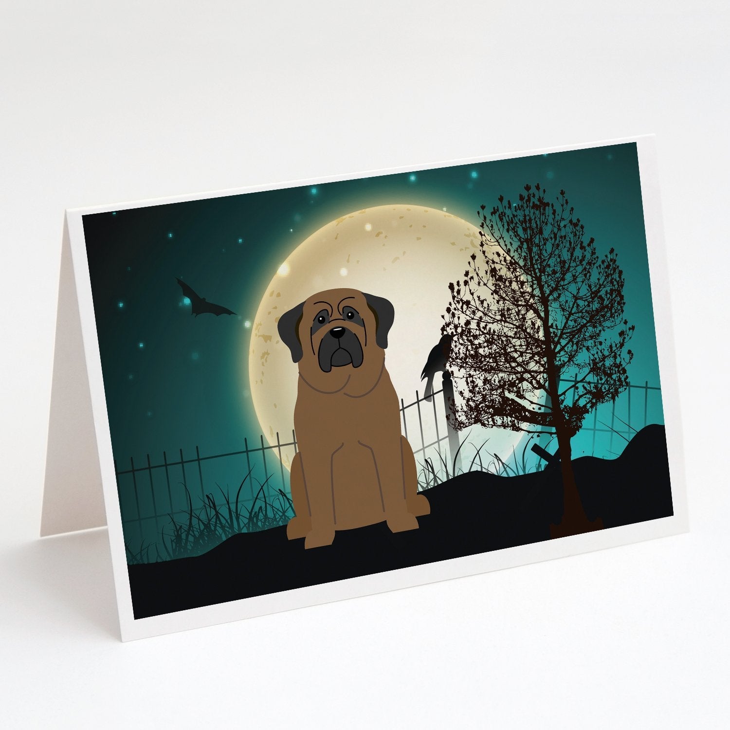 Halloween Scary Bullmastiff Greeting Cards Pack of 8 Blank Cards with Envelopes Whimsical A7 Size 5x7