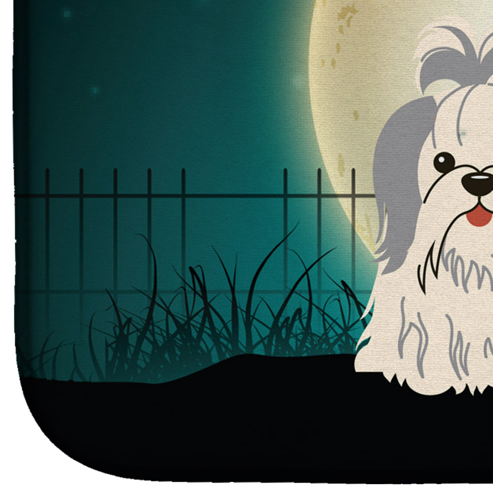 Halloween Scary Shih Tzu Silver White Dish Drying Mat Absorbent Dish Drying Mat Pad for Kitchen Counter Dish Drainer Mat for Countertop, 14 x 21", Multicolor