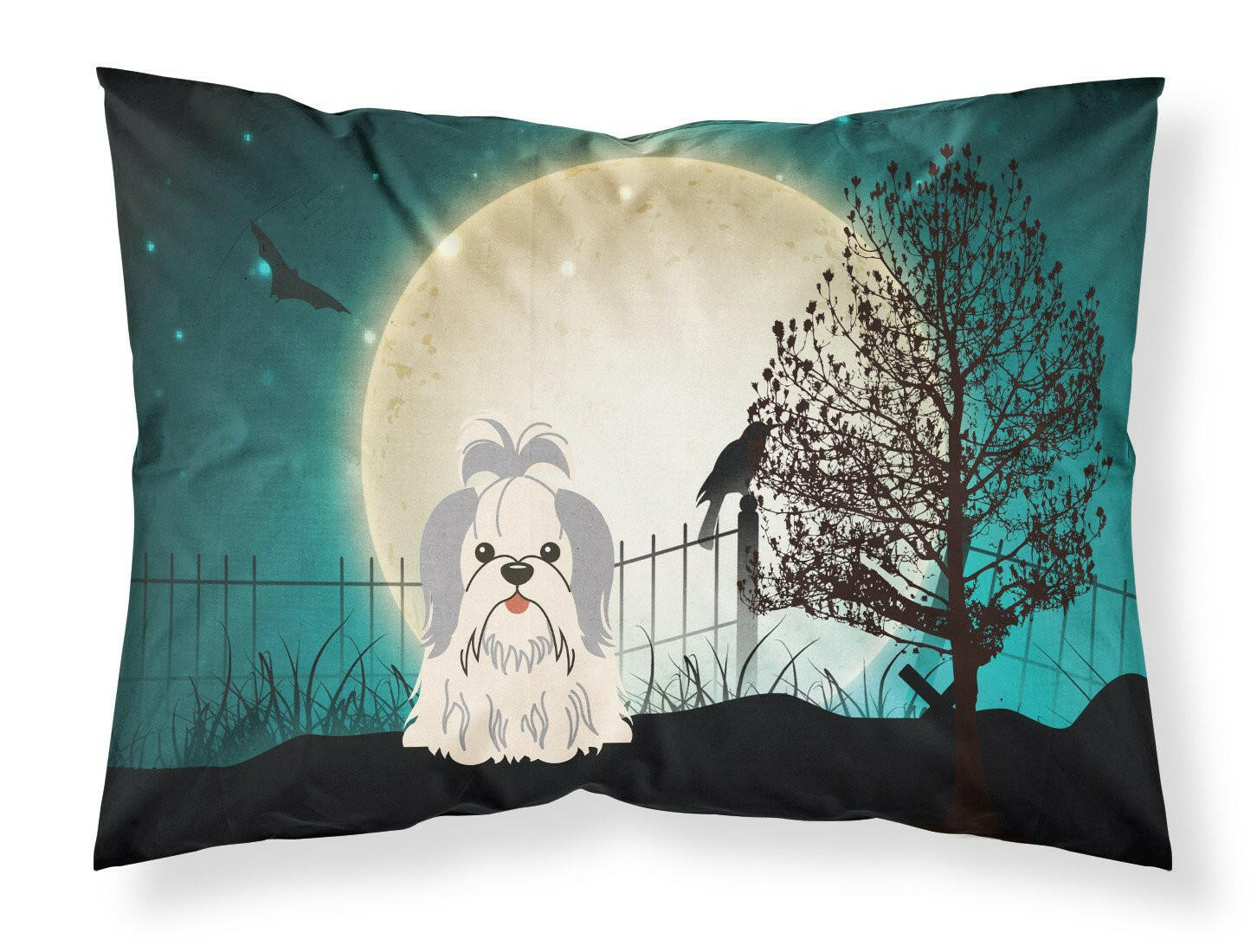 Halloween Scary Shih Tzu Silver White Standard Pillowcase Lightweight Super Soft Easy Care Decorative Artwork Pillowcase, Standard