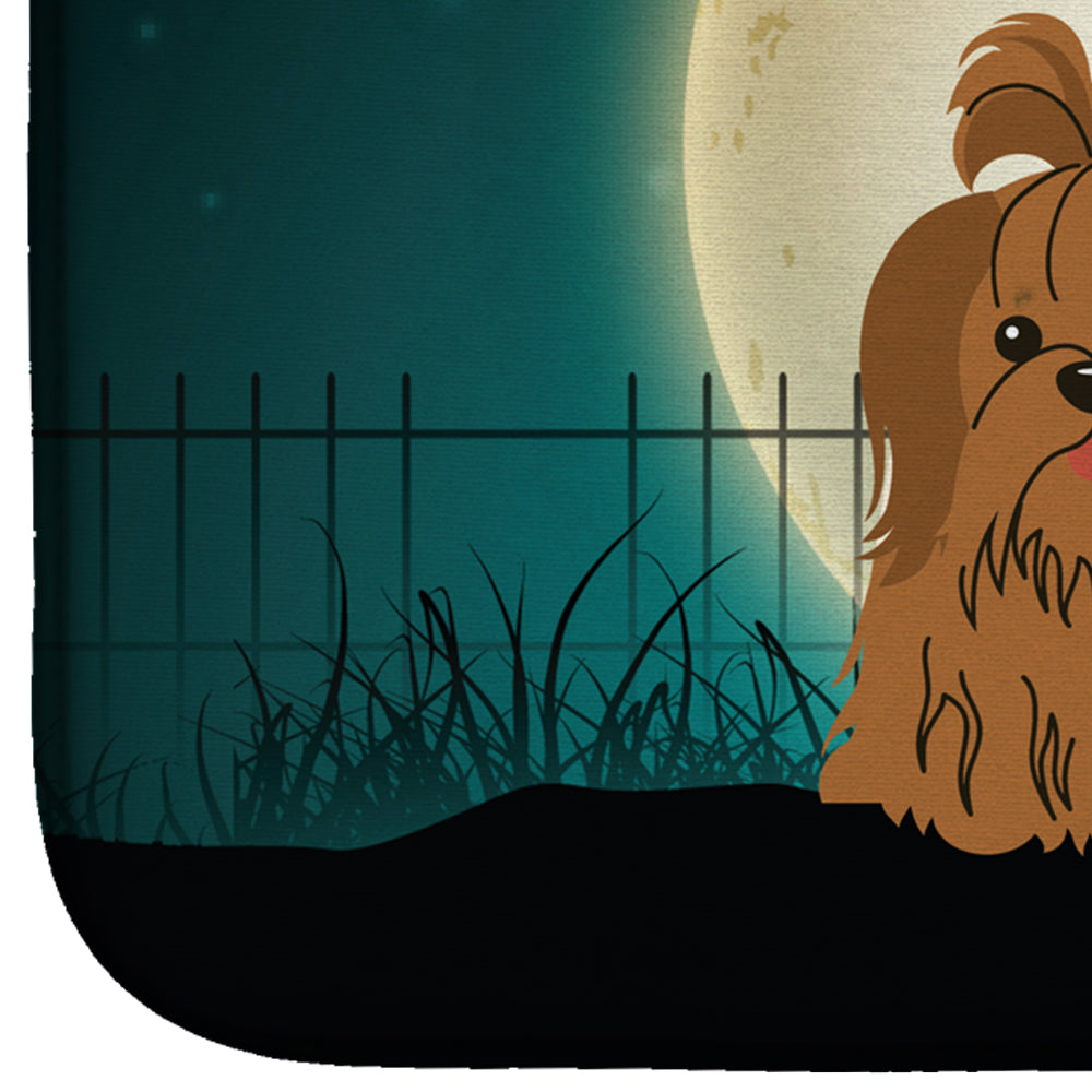 Halloween Scary Shih Tzu Chocolate Dish Drying Mat Absorbent Dish Drying Mat Pad for Kitchen Counter Dish Drainer Mat for Countertop, 14 x 21", Multicolor