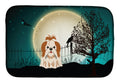 Halloween Scary Shih Tzu Red White Dish Drying Mat Absorbent Dish Drying Mat Pad for Kitchen Counter Dish Drainer Mat for Countertop, 14 x 21", Multicolor