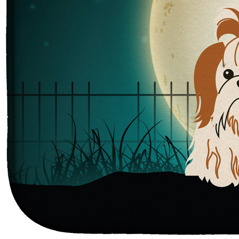 Halloween Scary Shih Tzu Red White Dish Drying Mat Absorbent Dish Drying Mat Pad for Kitchen Counter Dish Drainer Mat for Countertop, 14 x 21", Multicolor