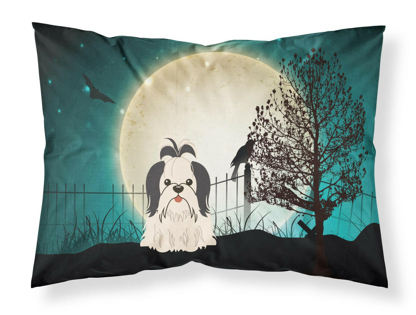 Halloween Scary Shih Tzu Black White Standard Pillowcase Lightweight Super Soft Easy Care Decorative Artwork Pillowcase, Standard