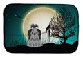Halloween Scary Shih Tzu Black Silver Dish Drying Mat Absorbent Dish Drying Mat Pad for Kitchen Counter Dish Drainer Mat for Countertop, 14 x 21", Multicolor