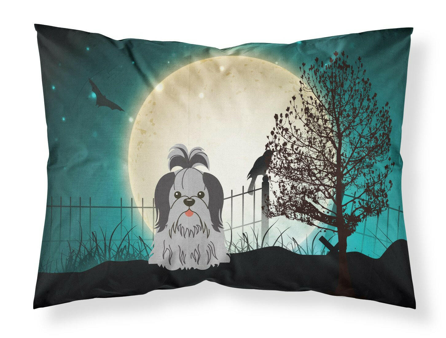 Halloween Scary Shih Tzu Black Silver Standard Pillowcase Lightweight Super Soft Easy Care Decorative Artwork Pillowcase, Standard