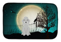 Halloween Scary Bedlington Terrier Blue Dish Drying Mat Absorbent Dish Drying Mat Pad for Kitchen Counter Dish Drainer Mat for Countertop, 14 x 21", Multicolor
