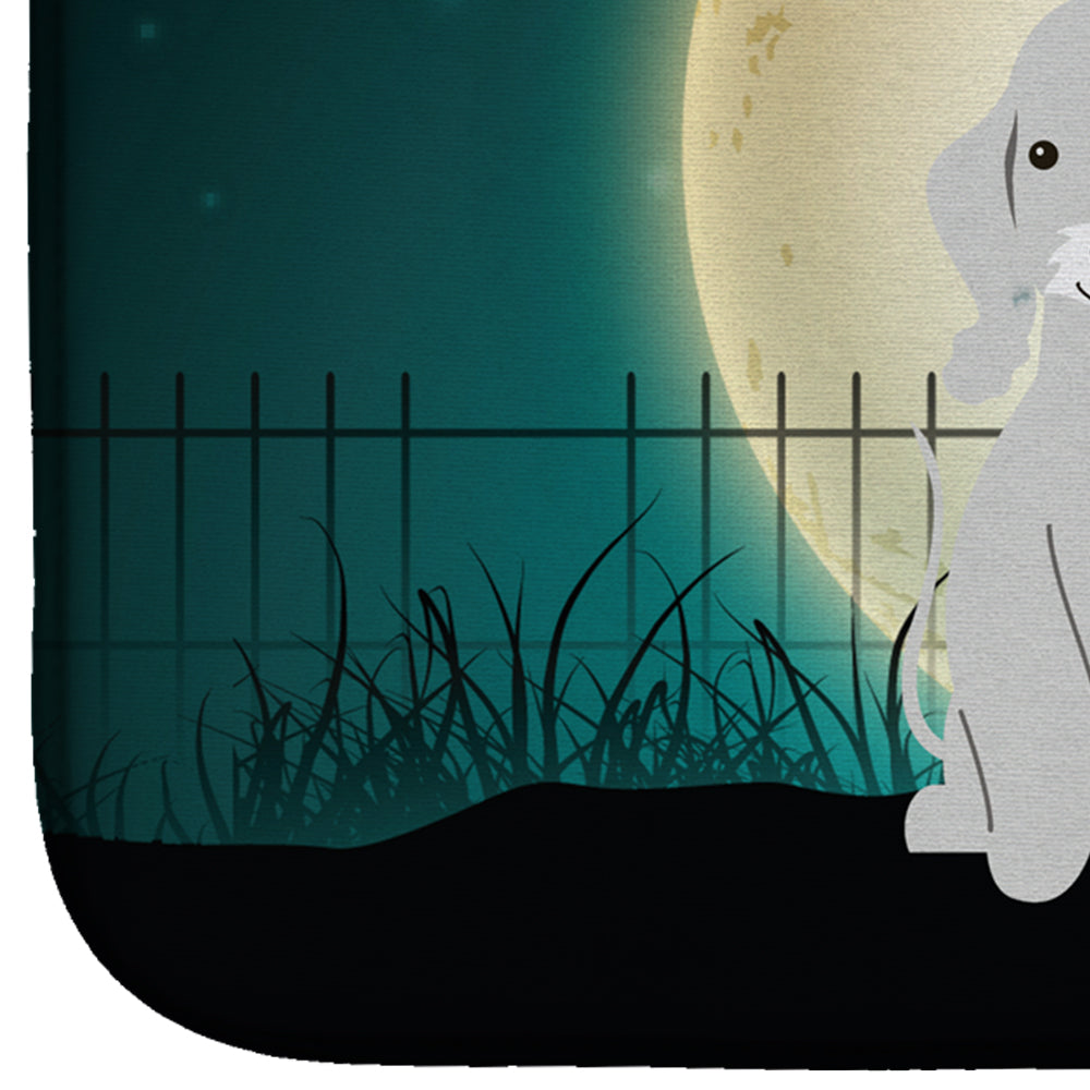 Halloween Scary Bedlington Terrier Blue Dish Drying Mat Absorbent Dish Drying Mat Pad for Kitchen Counter Dish Drainer Mat for Countertop, 14 x 21", Multicolor