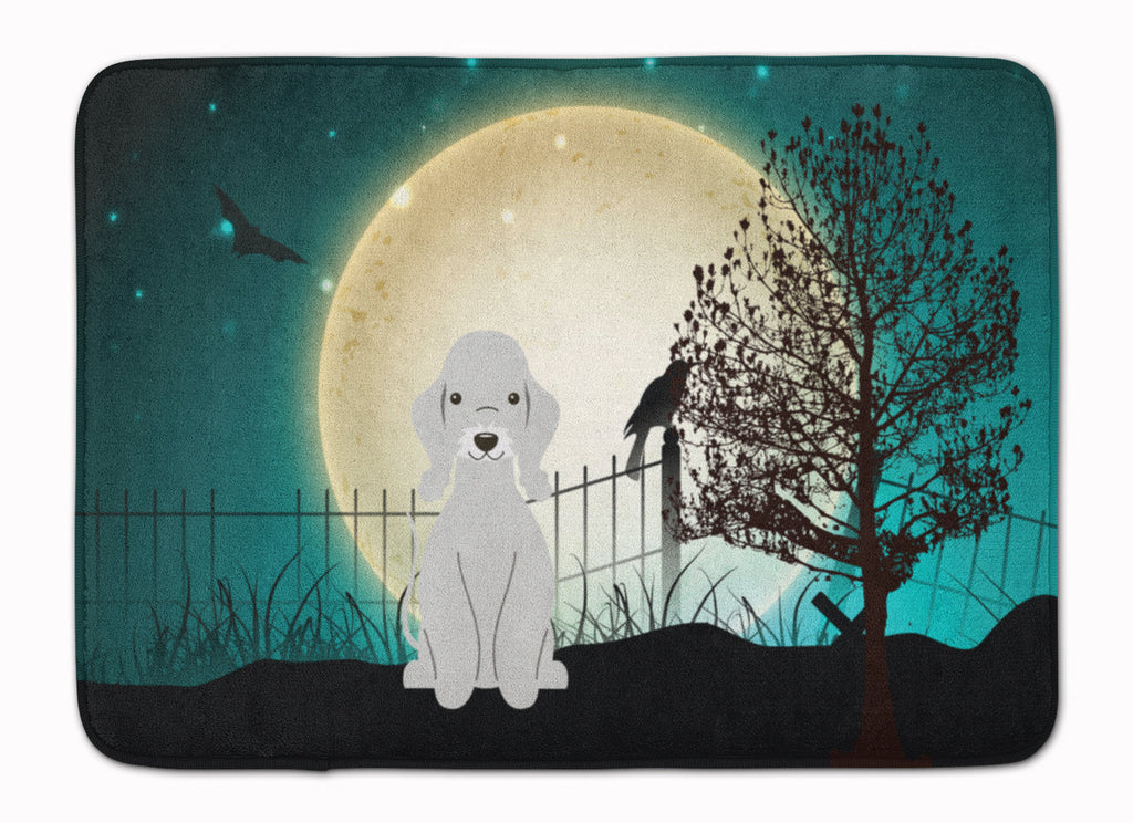 Halloween Scary Bedlington Terrier Blue Memory Foam Kitchen Mat Machine Washable Anti-Fatigue Cushion Comfort Bath or Kitchen Rug