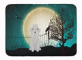 Halloween Scary Bedlington Terrier Blue Memory Foam Kitchen Mat Machine Washable Anti-Fatigue Cushion Comfort Bath or Kitchen Rug
