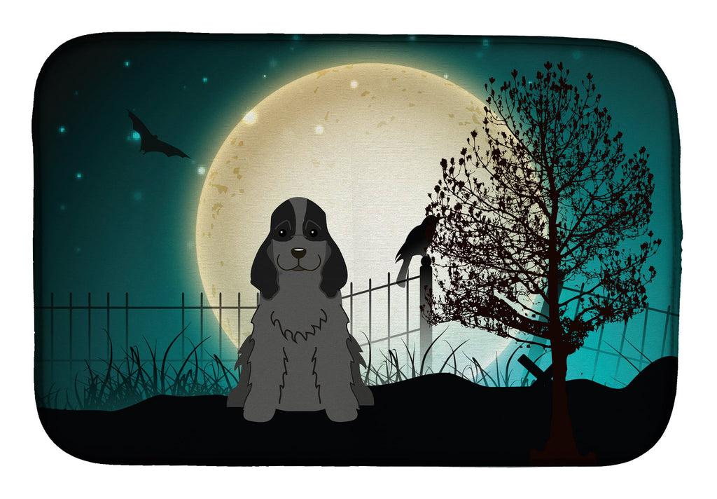 Halloween Scary Cocker Spaniel Black Dish Drying Mat Absorbent Dish Drying Mat Pad for Kitchen Counter Dish Drainer Mat for Countertop, 14 x 21", Multicolor