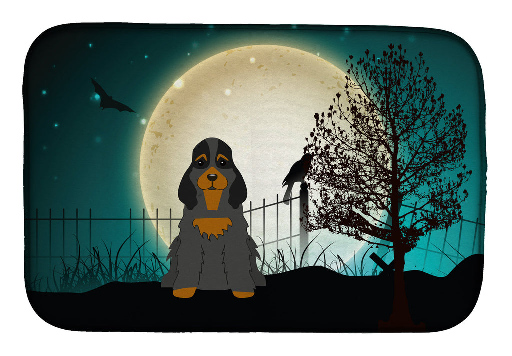 Halloween Scary Cocker Spaniel Black Tan Dish Drying Mat Absorbent Dish Drying Mat Pad for Kitchen Counter Dish Drainer Mat for Countertop, 14 x 21", Multicolor