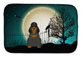 Halloween Scary Cocker Spaniel Black Tan Dish Drying Mat Absorbent Dish Drying Mat Pad for Kitchen Counter Dish Drainer Mat for Countertop, 14 x 21", Multicolor