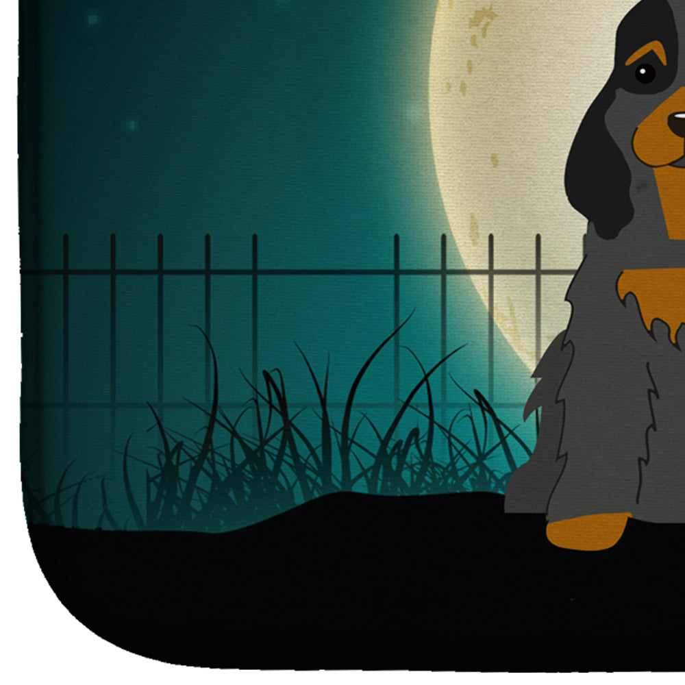 Halloween Scary Cocker Spaniel Black Tan Dish Drying Mat Absorbent Dish Drying Mat Pad for Kitchen Counter Dish Drainer Mat for Countertop, 14 x 21", Multicolor
