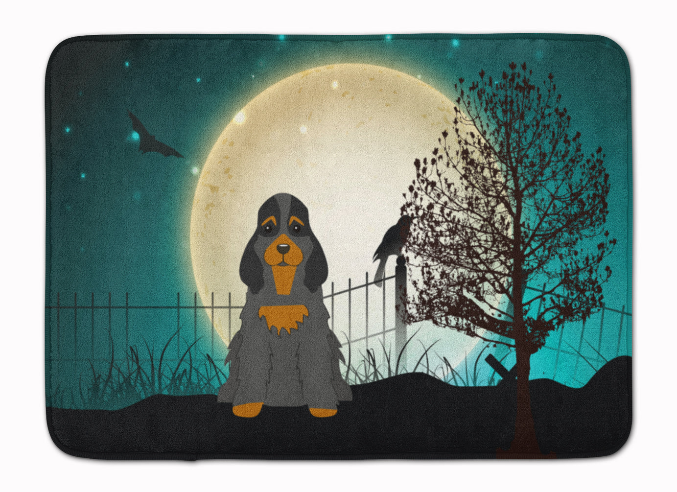 Halloween Scary Cocker Spaniel Black Tan Memory Foam Kitchen Mat Machine Washable Anti-Fatigue Cushion Comfort Bath or Kitchen Rug