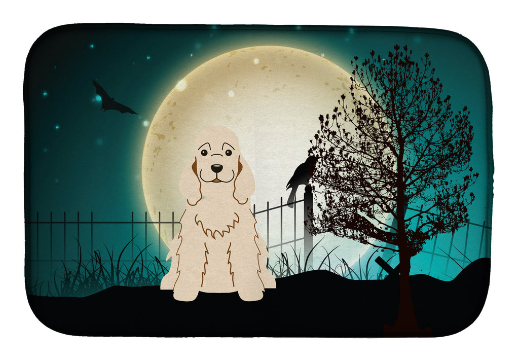 Halloween Scary Cocker Spaniel Buff Dish Drying Mat Absorbent Dish Drying Mat Pad for Kitchen Counter Dish Drainer Mat for Countertop, 14 x 21", Multicolor