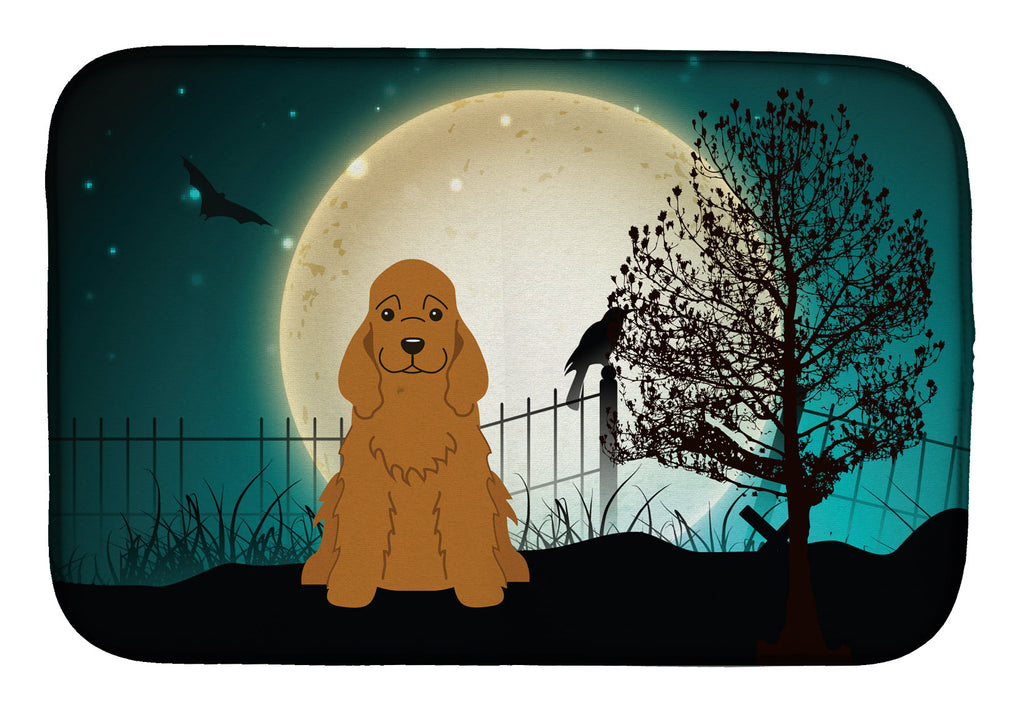 Halloween Scary Cocker Spaniel Red Dish Drying Mat Absorbent Dish Drying Mat Pad for Kitchen Counter Dish Drainer Mat for Countertop, 14 x 21", Multicolor