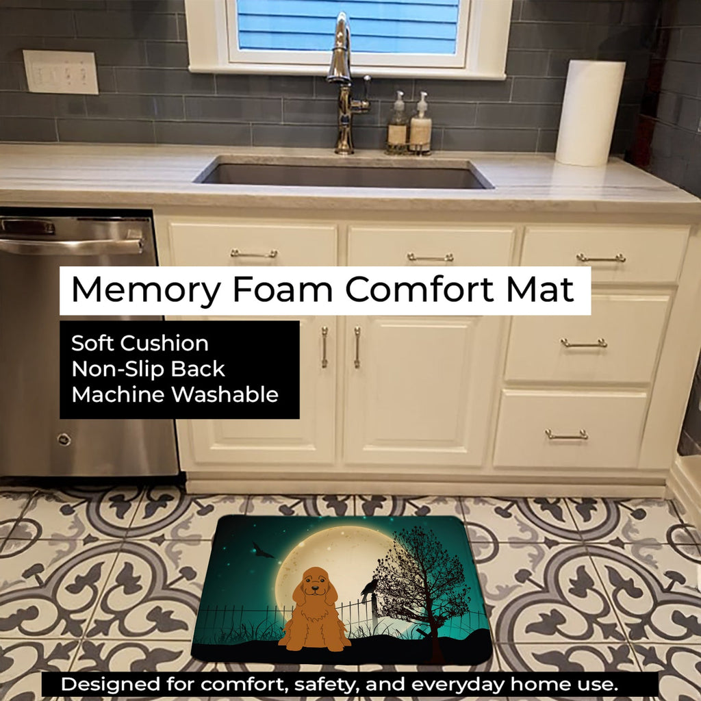 Halloween Scary Cocker Spaniel Red Memory Foam Kitchen Mat Machine Washable Anti-Fatigue Cushion Comfort Bath or Kitchen Rug