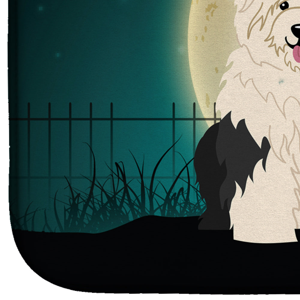 Halloween Scary Old English Sheepdog Dish Drying Mat Absorbent Dish Drying Mat Pad for Kitchen Counter Dish Drainer Mat for Countertop, 14 x 21", Multicolor