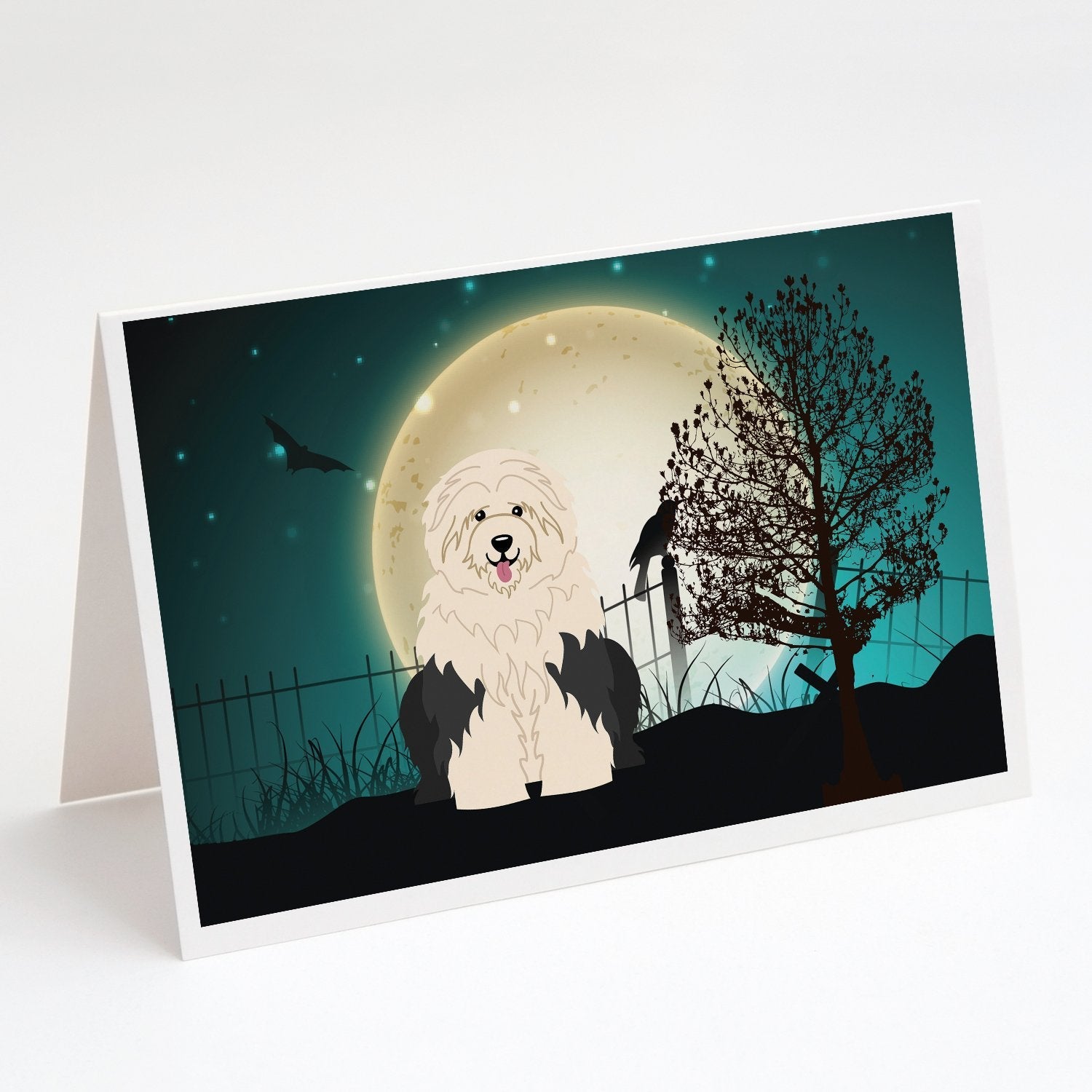 Halloween Scary Old English Sheepdog Greeting Cards Pack of 8 Blank Cards with Envelopes Whimsical A7 Size 5x7